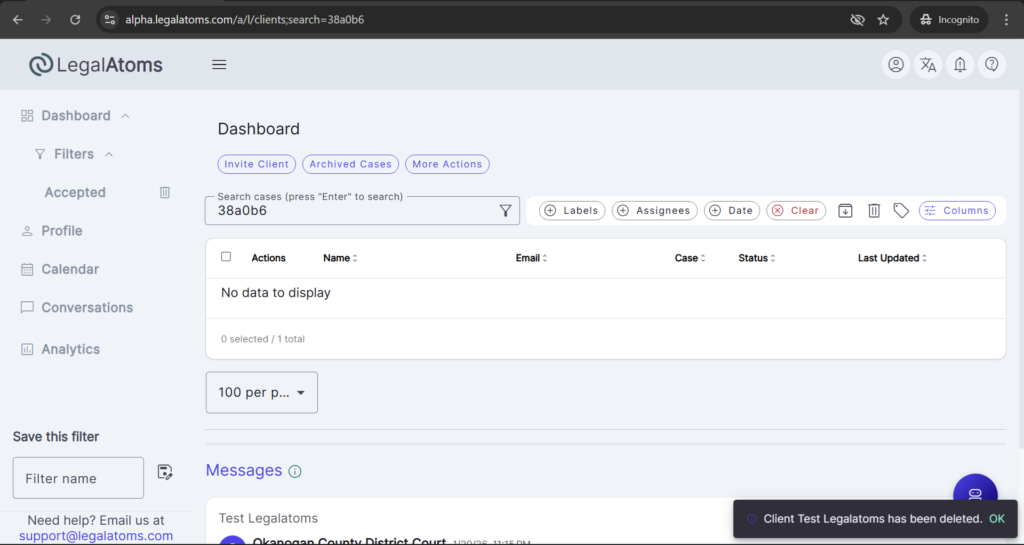 How to Remove a Case from the Clerk Dashboard | LegalAtoms